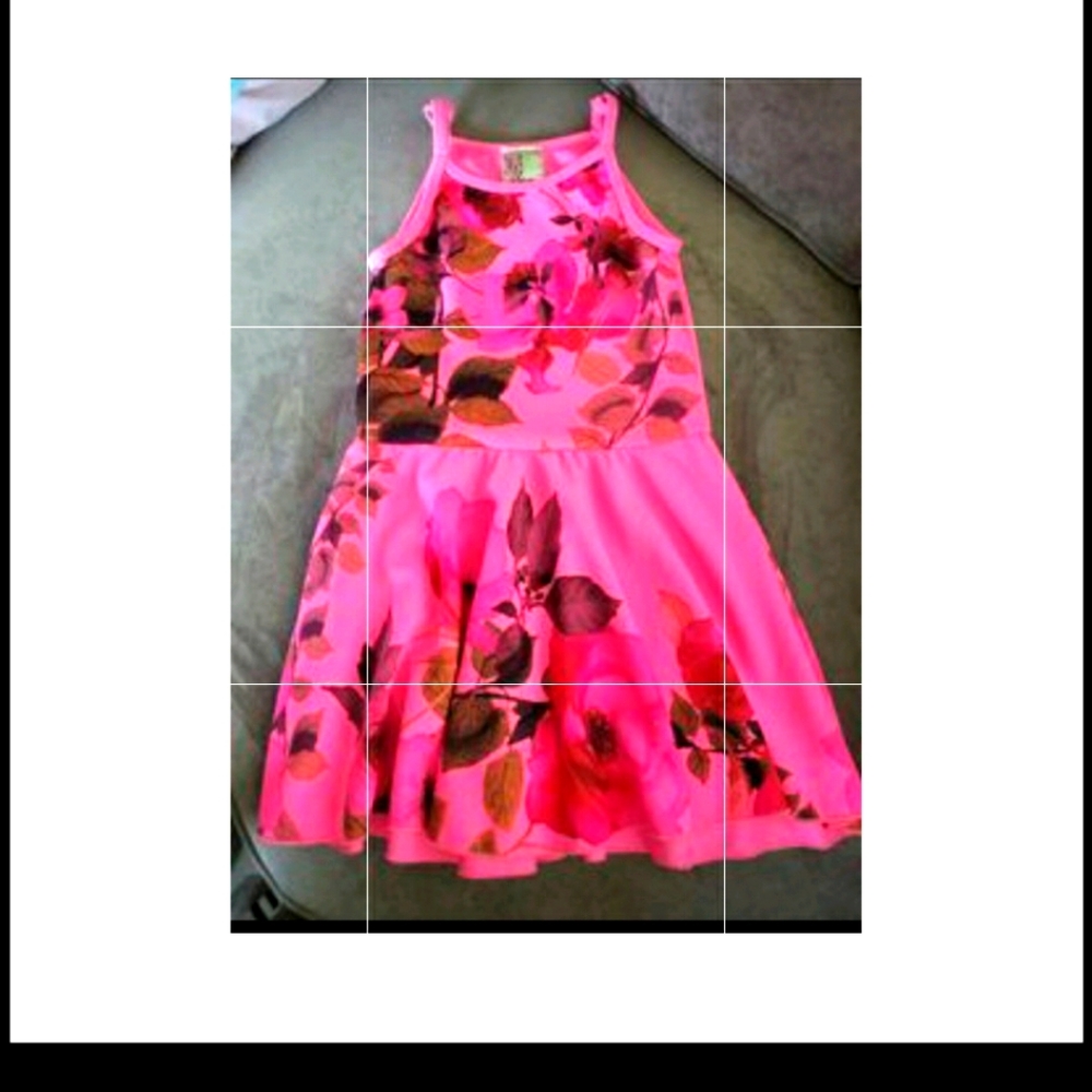 TWIRLS & TWIGS HOT PINK FLORAL TANK DRESS NEW SIZE 7